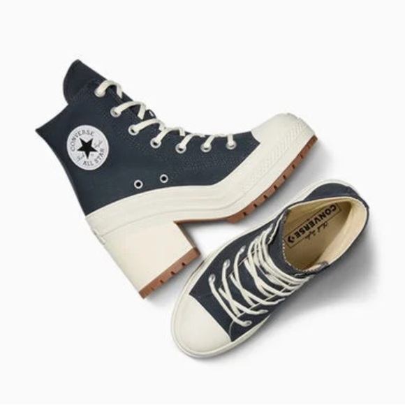 Converse Blue and White Heeled Boots with Platform - Picture 3 of 5